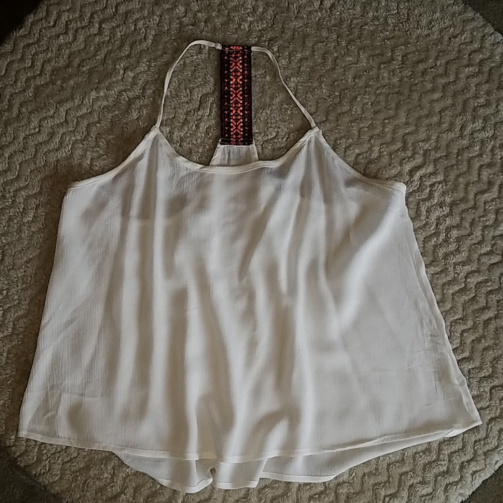 Flared white racerback tank